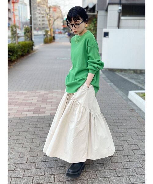 Ungrid(アングリッド)の「【WEB限定】スリーブボリュームワッフルロングスリーブTee(Tシャツ/カットソー・レディース・アイボリー/チャコールグレー・FREE)」の19枚目の写真