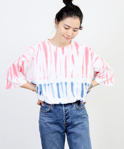JOURNAL STANDARD（ジャーナルスタンダード）の「ムラゾメタイダイ クルーネック ワイド Tシャツ（Tシャツ/カットソー・メンズ・グリーン系その他/レッド系その他/ブルー/イエロー系その他・LARGE/MEDIUM）」の4枚目の写真