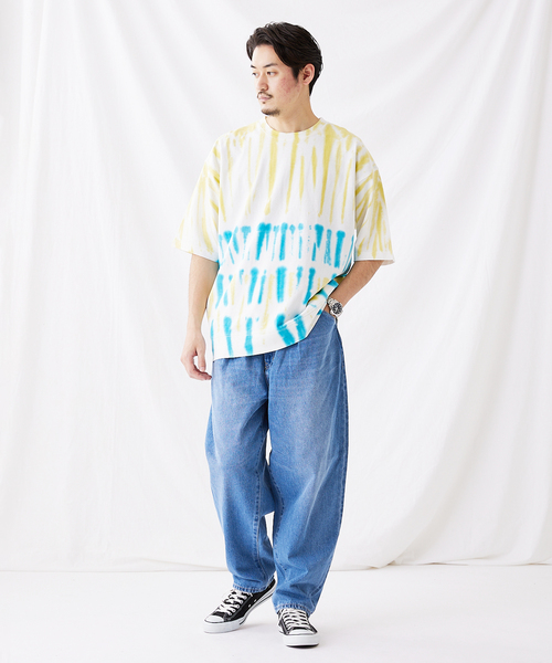 JOURNAL STANDARD（ジャーナルスタンダード）の「ムラゾメタイダイ クルーネック ワイド Tシャツ（Tシャツ/カットソー・メンズ・グリーン系その他/レッド系その他/ブルー/イエロー系その他・LARGE/MEDIUM）」の7枚目の写真