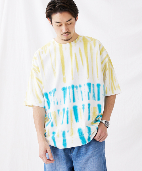 JOURNAL STANDARD（ジャーナルスタンダード）の「ムラゾメタイダイ クルーネック ワイド Tシャツ（Tシャツ/カットソー・メンズ・グリーン系その他/レッド系その他/ブルー/イエロー系その他・LARGE/MEDIUM）」の9枚目の写真