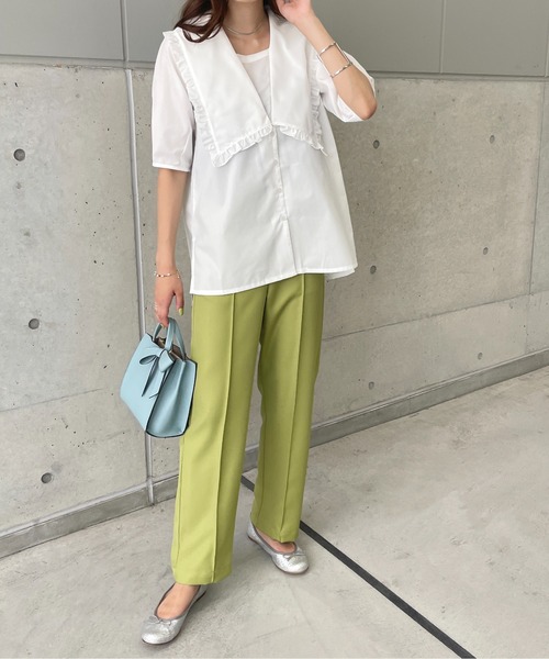 StyleSea（スタイルシー）の「Vネックフリルブラウス（シャツ/ブラウス・レディース・ホワイト/ブラック/グレー/ターコイズブルー/ライトグレー/ブラック系その他/ホワイト系その他・MEDIUM）」の18枚目の写真