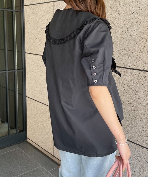 StyleSea（スタイルシー）の「Vネックフリルブラウス（シャツ/ブラウス・レディース・ホワイト/ブラック/グレー/ターコイズブルー/ライトグレー/ブラック系その他/ホワイト系その他・MEDIUM）」の22枚目の写真