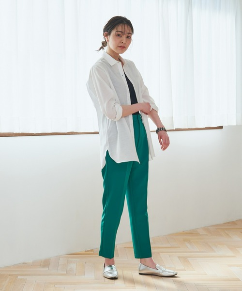 Pitta Re:)(ピッタリ)の「形態安定ノーアイロン ラウンドテール ワイド衿 長袖カジュアルシャツ(シャツ/ブラウス・レディース・ブルー/ホワイト・M/L/LL)」の13枚目の写真