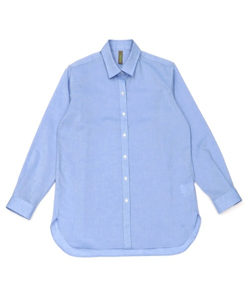 Pitta Re:)(ピッタリ)の「形態安定ノーアイロン ラウンドテール ワイド衿 長袖カジュアルシャツ(シャツ/ブラウス・レディース・ブルー/ホワイト・M/L/LL)」の10枚目の写真