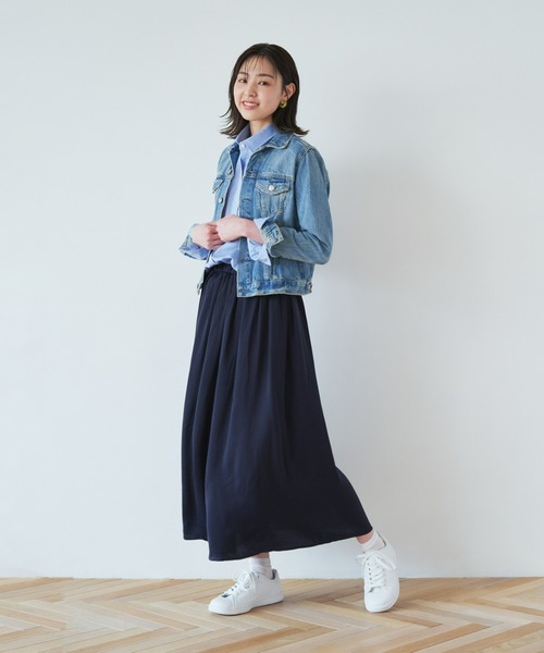 Pitta Re:)(ピッタリ)の「形態安定ノーアイロン ラウンドテール ワイド衿 長袖カジュアルシャツ(シャツ/ブラウス・レディース・ブルー/ホワイト・M/L/LL)」の11枚目の写真