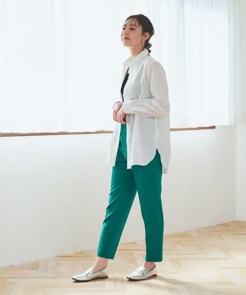 Pitta Re:)(ピッタリ)の「形態安定ノーアイロン ラウンドテール ワイド衿 長袖カジュアルシャツ(シャツ/ブラウス・レディース・ブルー/ホワイト・M/L/LL)」の15枚目の写真