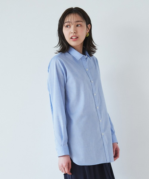 Pitta Re:)(ピッタリ)の「形態安定ノーアイロン ラウンドテール ワイド衿 長袖カジュアルシャツ(シャツ/ブラウス・レディース・ブルー/ホワイト・M/L/LL)」の20枚目の写真