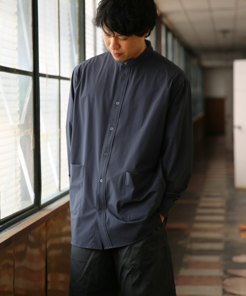 BRICK & SONS(ブリックアンドサンズ)の「CORDURA リラックス バンドカラーシャツ<グレイッシュネイビー>(シャツ/ブラウス・メンズ・ダークネイビー・LL/S/M/L)」の9枚目の写真