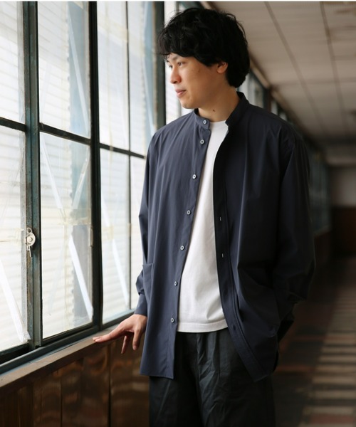 BRICK & SONS(ブリックアンドサンズ)の「CORDURA リラックス バンドカラーシャツ<グレイッシュネイビー>(シャツ/ブラウス・メンズ・ダークネイビー・LL/S/M/L)」の11枚目の写真