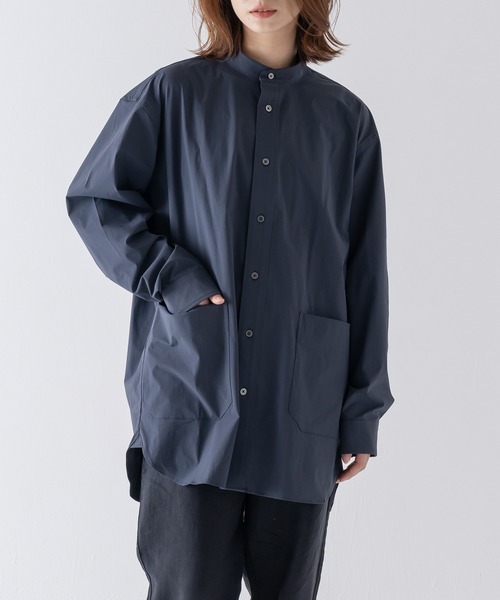 BRICK & SONS(ブリックアンドサンズ)の「CORDURA リラックス バンドカラーシャツ<グレイッシュネイビー>(シャツ/ブラウス・メンズ・ダークネイビー・LL/S/M/L)」の16枚目の写真