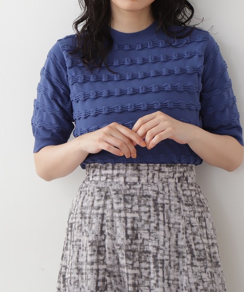 N.（N. Natural Beauty Basic）（エヌエヌナチュラルビューティーベーシック）の「◆ウェーブパターンニット（ニット/セーター・レディース・オフホワイト/ピンク/ブルー・MEDIUM）」の3枚目の写真