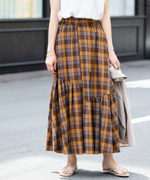 URBAN RESEARCH Sonny Label | コットンアシメチェックティアードスカート(スカート)