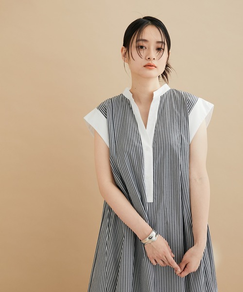 ADAM ET ROPÉ FEMME アダムエロペ　テントラインシャツワンピース セール】テントラインシャツワンピース（シャツワンピース