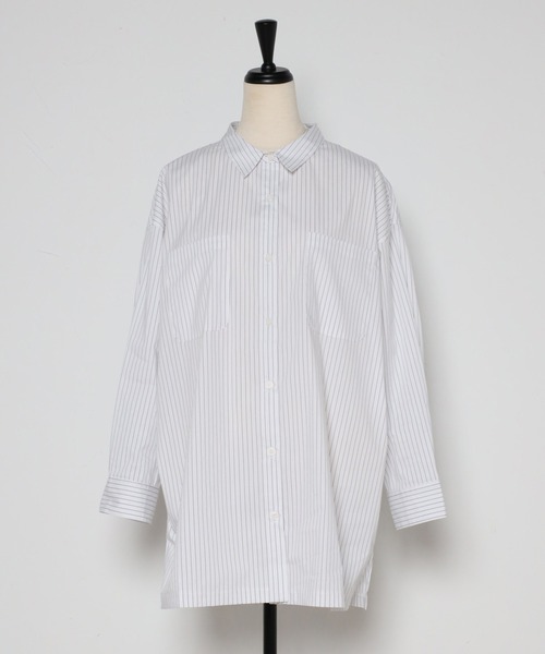 Bonjour Sagan（ボンジュールサガン）の「ストライプルーズシャツ（シャツ/ブラウス・レディース・ホワイト/ネイビー/ブルー・FREE）」の7枚目の写真