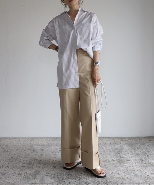 Bonjour Sagan（ボンジュールサガン）の「ストライプルーズシャツ（シャツ/ブラウス・レディース・ホワイト/ネイビー/ブルー・FREE）」の15枚目の写真