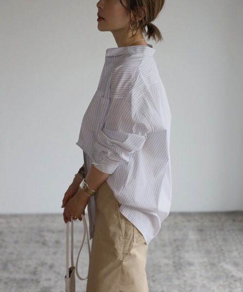 Bonjour Sagan（ボンジュールサガン）の「ストライプルーズシャツ（シャツ/ブラウス・レディース・ホワイト/ネイビー/ブルー・FREE）」の16枚目の写真