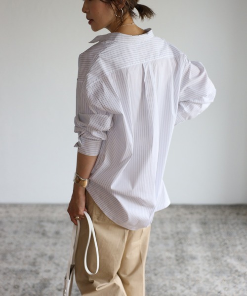 Bonjour Sagan（ボンジュールサガン）の「ストライプルーズシャツ（シャツ/ブラウス・レディース・ホワイト/ネイビー/ブルー・FREE）」の18枚目の写真