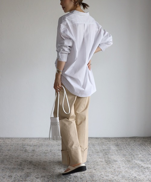 Bonjour Sagan（ボンジュールサガン）の「ストライプルーズシャツ（シャツ/ブラウス・レディース・ホワイト/ネイビー/ブルー・FREE）」の19枚目の写真