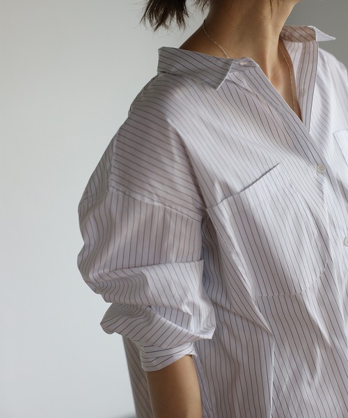 Bonjour Sagan（ボンジュールサガン）の「ストライプルーズシャツ（シャツ/ブラウス・レディース・ホワイト/ネイビー/ブルー・FREE）」の20枚目の写真