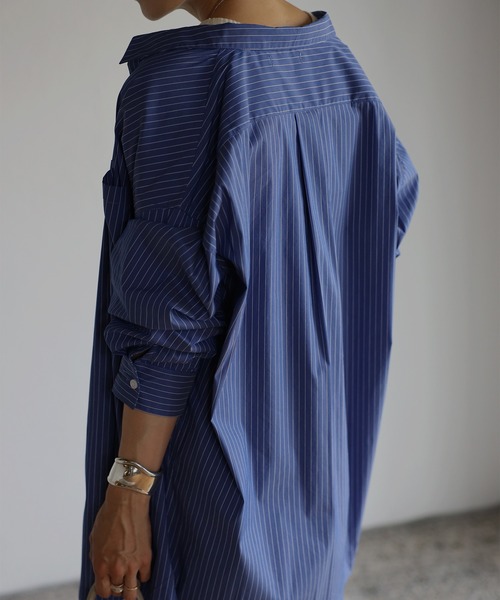 Bonjour Sagan（ボンジュールサガン）の「ストライプルーズシャツ（シャツ/ブラウス・レディース・ホワイト/ネイビー/ブルー・FREE）」の5枚目の写真