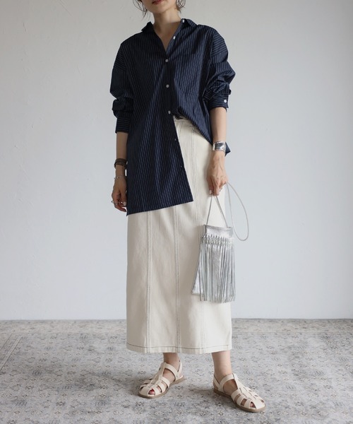 Bonjour Sagan（ボンジュールサガン）の「ストライプルーズシャツ（シャツ/ブラウス・レディース・ホワイト/ネイビー/ブルー・FREE）」の21枚目の写真