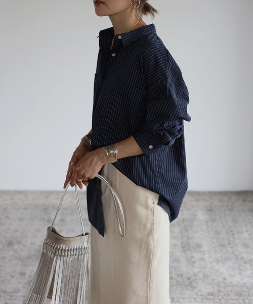 Bonjour Sagan（ボンジュールサガン）の「ストライプルーズシャツ（シャツ/ブラウス・レディース・ホワイト/ネイビー/ブルー・FREE）」の22枚目の写真