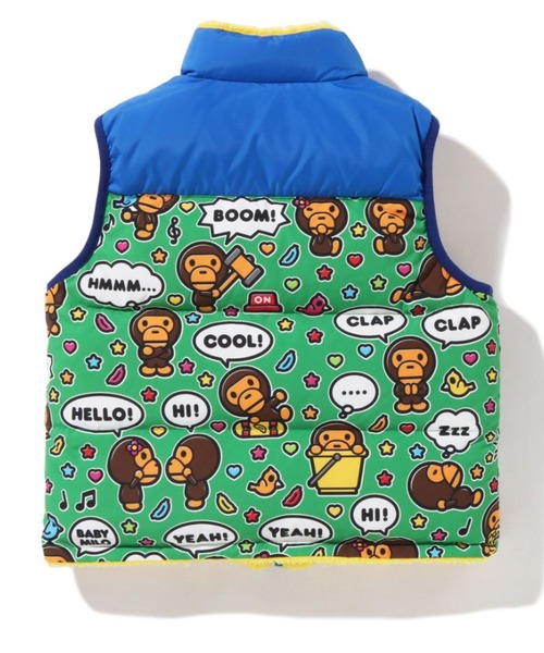 A BATHING APE（アベイシングエイプ）の「BABY MILO SPEECH BALLOON REVERSIBLE DOWN VEST K（ダウンベスト・キッズ・イエロー/ネイビー・90/140/100/120/130/110）」の4枚目の写真