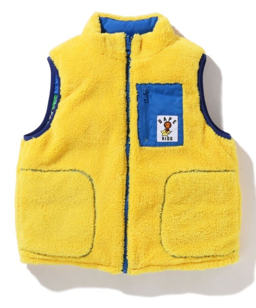A BATHING APE（アベイシングエイプ）の「BABY MILO SPEECH BALLOON REVERSIBLE DOWN VEST K（ダウンベスト・キッズ・イエロー/ネイビー・90/140/100/120/130/110）」の6枚目の写真