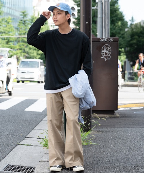 Blue Standard （ブルースタンダード）の「【BLUE STANDARD/ブルースタンダード】ZEROSTAIN ゼロステイン 汗染みの目立ちにくいTシャツ UVカット　撥水性　ビッグシルエット　フェイクレイヤードロンT（Tシャツ/カットソー・メンズ・ホワイト/ブラック/ベージュ/オリーブ/ブルー/ダークブルー・MEDIUM/LARGE/X-LARGE）」の14枚目の写真