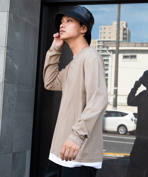 Blue Standard （ブルースタンダード）の「【BLUE STANDARD/ブルースタンダード】ZEROSTAIN ゼロステイン 汗染みの目立ちにくいTシャツ UVカット　撥水性　ビッグシルエット　フェイクレイヤードロンT（Tシャツ/カットソー・メンズ・ホワイト/ブラック/ベージュ/オリーブ/ブルー/ダークブルー・MEDIUM/LARGE/X-LARGE）」の22枚目の写真