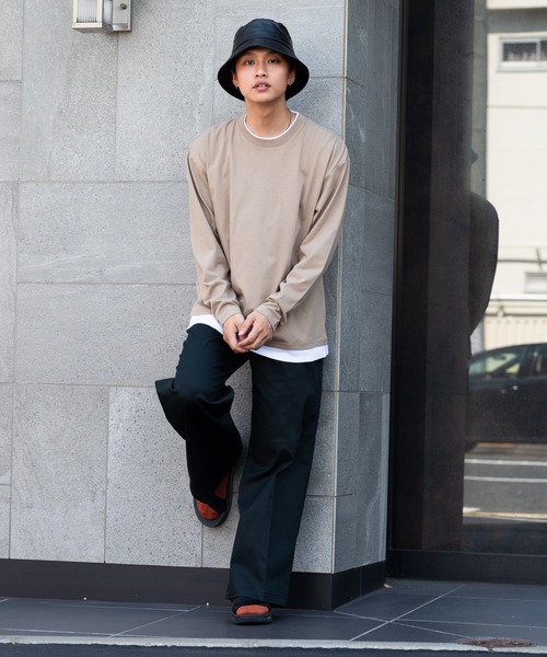 Blue Standard （ブルースタンダード）の「【BLUE STANDARD/ブルースタンダード】ZEROSTAIN ゼロステイン 汗染みの目立ちにくいTシャツ UVカット　撥水性　ビッグシルエット　フェイクレイヤードロンT（Tシャツ/カットソー・メンズ・ホワイト/ブラック/ベージュ/オリーブ/ブルー/ダークブルー・MEDIUM/LARGE/X-LARGE）」の18枚目の写真