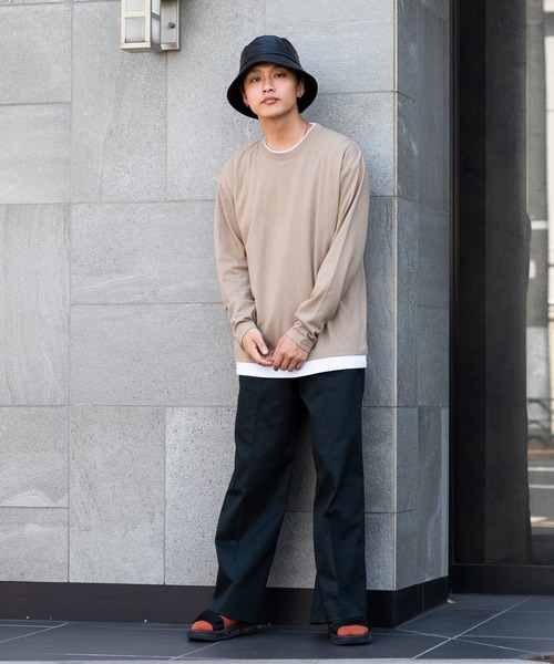 Blue Standard （ブルースタンダード）の「【BLUE STANDARD/ブルースタンダード】ZEROSTAIN ゼロステイン 汗染みの目立ちにくいTシャツ UVカット　撥水性　ビッグシルエット　フェイクレイヤードロンT（Tシャツ/カットソー・メンズ・ホワイト/ブラック/ベージュ/オリーブ/ブルー/ダークブルー・MEDIUM/LARGE/X-LARGE）」の19枚目の写真