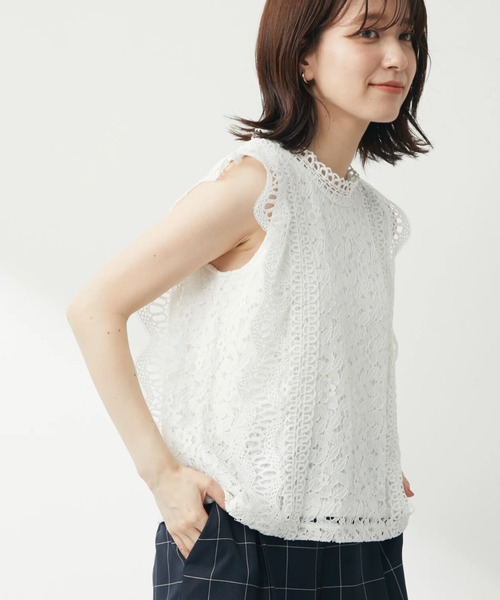 Petit fleur(プチフルール)の「・Petit Fleur 総レースノースリプルオーバー(シャツ/ブラウス・レディース・ブラック/オフホワイト/ブルー/アイボリー・FREE)」の2枚目の写真