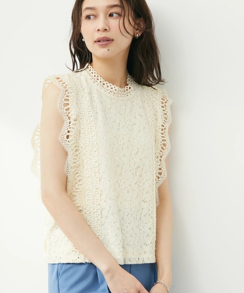 Petit fleur(プチフルール)の「・Petit Fleur 総レースノースリプルオーバー(シャツ/ブラウス・レディース・ブラック/オフホワイト/ブルー/アイボリー・FREE)」の3枚目の写真