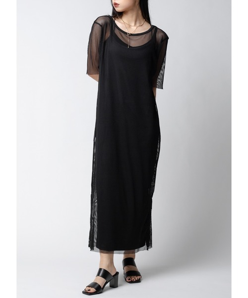 Adoon plain(アドーンプレーン)の「【インナー付き】メッシュワンピース(ワンピース・レディース・ホワイト/ブラック・MEDIUM/LARGE)」の2枚目の写真