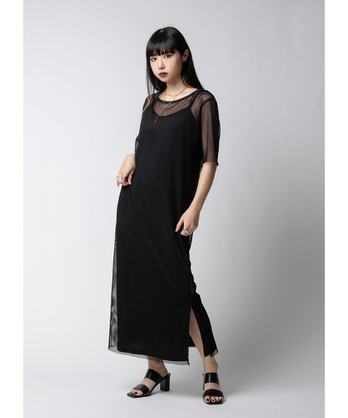 Adoon plain(アドーンプレーン)の「【インナー付き】メッシュワンピース(ワンピース・レディース・ホワイト/ブラック・MEDIUM/LARGE)」の4枚目の写真