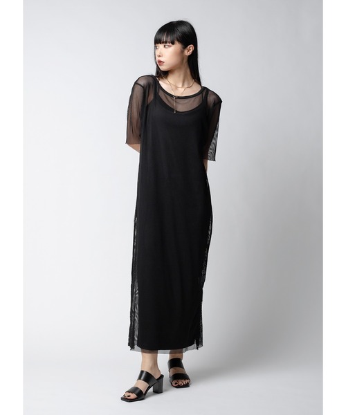 Adoon plain(アドーンプレーン)の「【インナー付き】メッシュワンピース(ワンピース・レディース・ホワイト/ブラック・MEDIUM/LARGE)」の3枚目の写真
