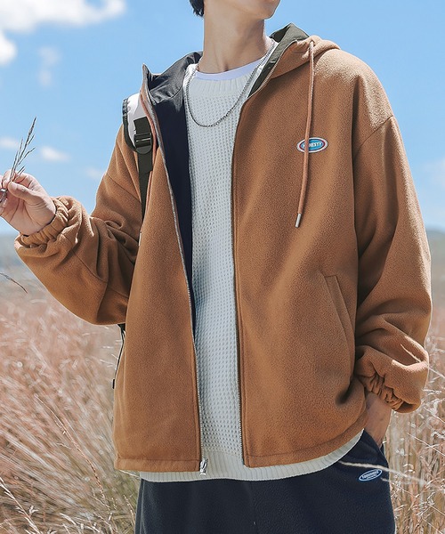 HOOK（フック）の「【HOOK】リバーシブル2WAY薄手ボアジャケット（マウンテンパーカー・メンズ・ホワイト/グレー/ブラック・XL/XXL/L/M）」の2枚目の写真