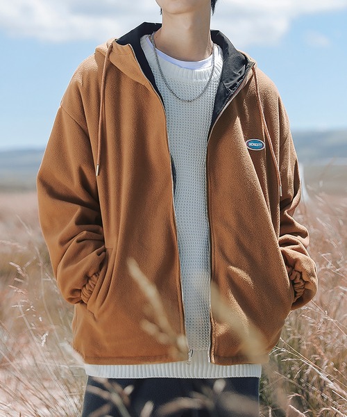 HOOK（フック）の「【HOOK】リバーシブル2WAY薄手ボアジャケット（マウンテンパーカー・メンズ・ホワイト/グレー/ブラック・XL/XXL/L/M）」の11枚目の写真