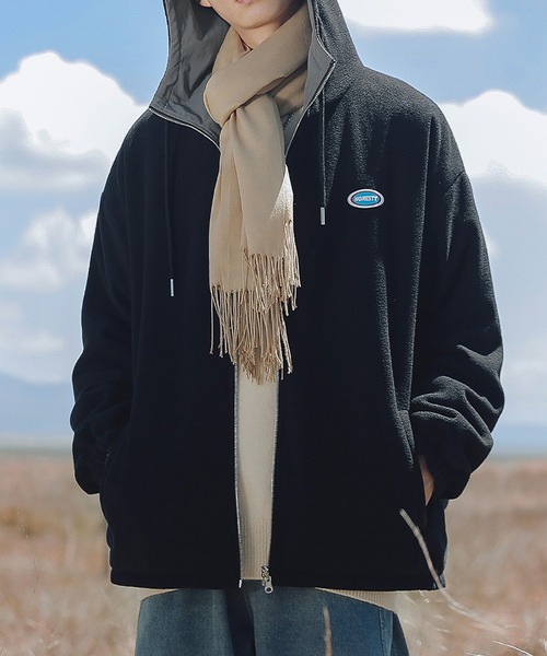 HOOK（フック）の「【HOOK】リバーシブル2WAY薄手ボアジャケット（マウンテンパーカー・メンズ・ホワイト/グレー/ブラック・XL/XXL/L/M）」の19枚目の写真