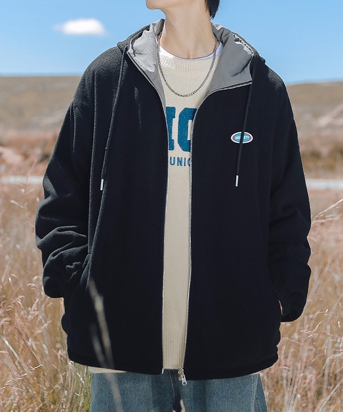 HOOK（フック）の「【HOOK】リバーシブル2WAY薄手ボアジャケット（マウンテンパーカー・メンズ・ホワイト/グレー/ブラック・XL/XXL/L/M）」の21枚目の写真