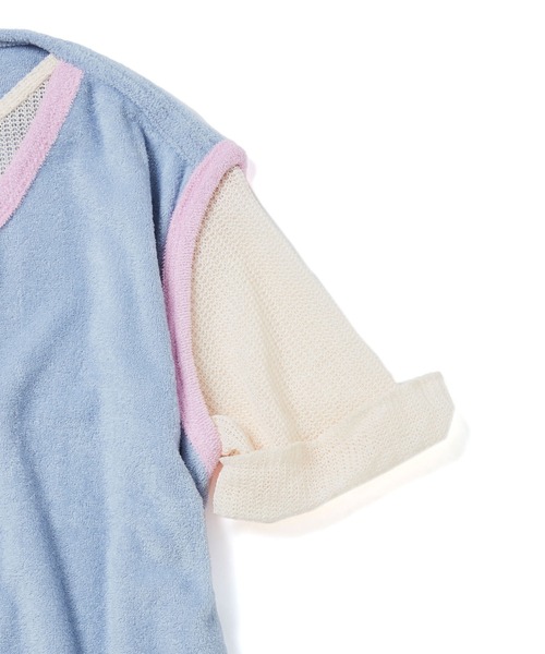 bonjour records（ボンジュールレコーズ）の「【WHYNOTUS/ワイノットアス】towel fishnet top タオルフィッシュネットトップカットソー（Tシャツ/カットソー・レディース・レッド/ブルー・S/M）」の4枚目の写真