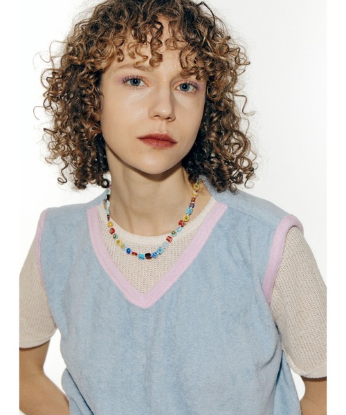 bonjour records（ボンジュールレコーズ）の「【WHYNOTUS/ワイノットアス】towel fishnet top タオルフィッシュネットトップカットソー（Tシャツ/カットソー・レディース・レッド/ブルー・S/M）」の9枚目の写真