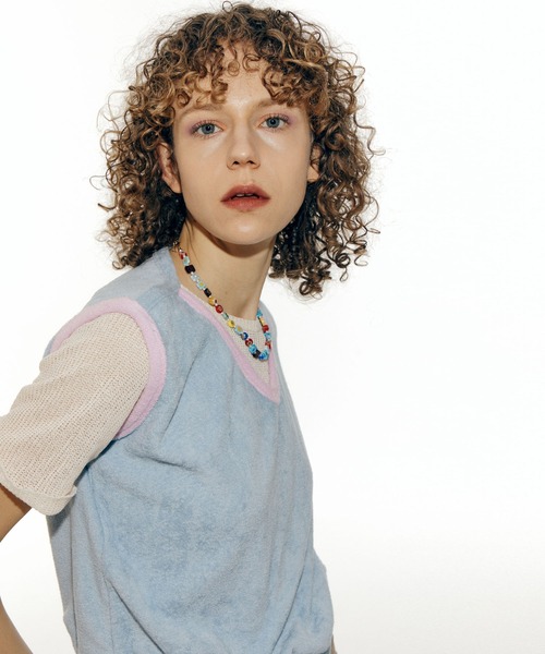 bonjour records（ボンジュールレコーズ）の「【WHYNOTUS/ワイノットアス】towel fishnet top タオルフィッシュネットトップカットソー（Tシャツ/カットソー・レディース・レッド/ブルー・S/M）」の7枚目の写真