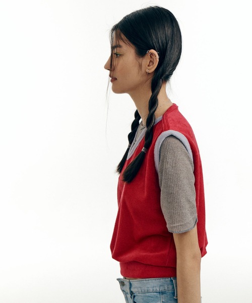 bonjour records（ボンジュールレコーズ）の「【WHYNOTUS/ワイノットアス】towel fishnet top タオルフィッシュネットトップカットソー（Tシャツ/カットソー・レディース・レッド/ブルー・S/M）」の17枚目の写真