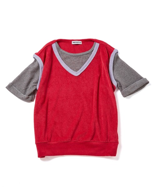 bonjour records（ボンジュールレコーズ）の「【WHYNOTUS/ワイノットアス】towel fishnet top タオルフィッシュネットトップカットソー（Tシャツ/カットソー・レディース・レッド/ブルー・S/M）」の21枚目の写真