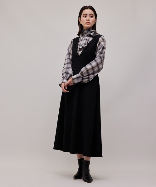 ROPE'（ロペ）の「ウール調ツイルジャンパースカート（ワンピース・レディース・ブラック/カーキ・38/36）」の15枚目の写真