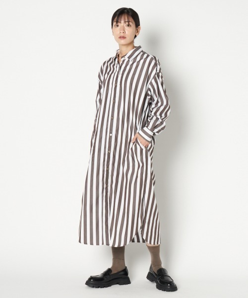 HELIOPOLE（エリオポール）の「STRIPE&BIG CHECK SHIRT OP（ワンピース 