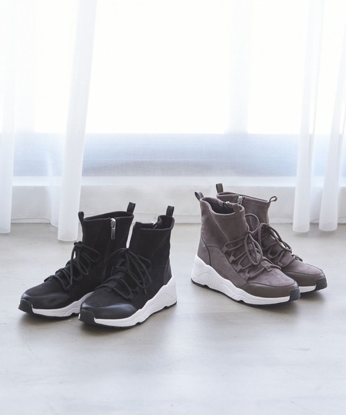 BAYFLOW（ベイフロー）の「レースアップスニーカーブーツ（ブーツ・レディース・ブラック/モカ・SMALL/MEDIUM/LARGE）」の3枚目の写真