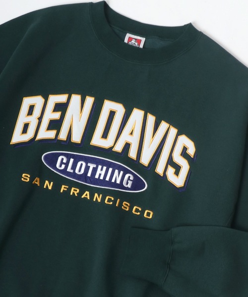 BEN DAVIS（ベンデイビス）の「BEN DAVIS/ベンデイビス ビッグシルエット ヘビーウェイト 裏起毛 アスレチックロゴ ワッペン刺繍 スウェット トレーナー（スウェット・メンズ・ダークグリーン/ブルーグリーン/オートミール/ネイビー・XL/L/M）」の2枚目の写真